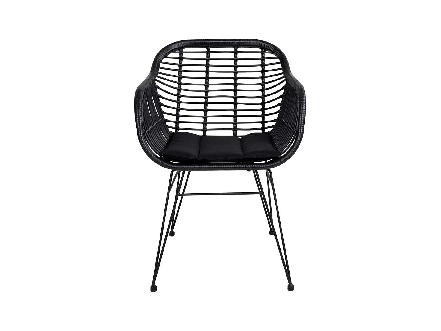Esszimmerst�hle in Schwarz Rattan Polsterauflage (2er Set)