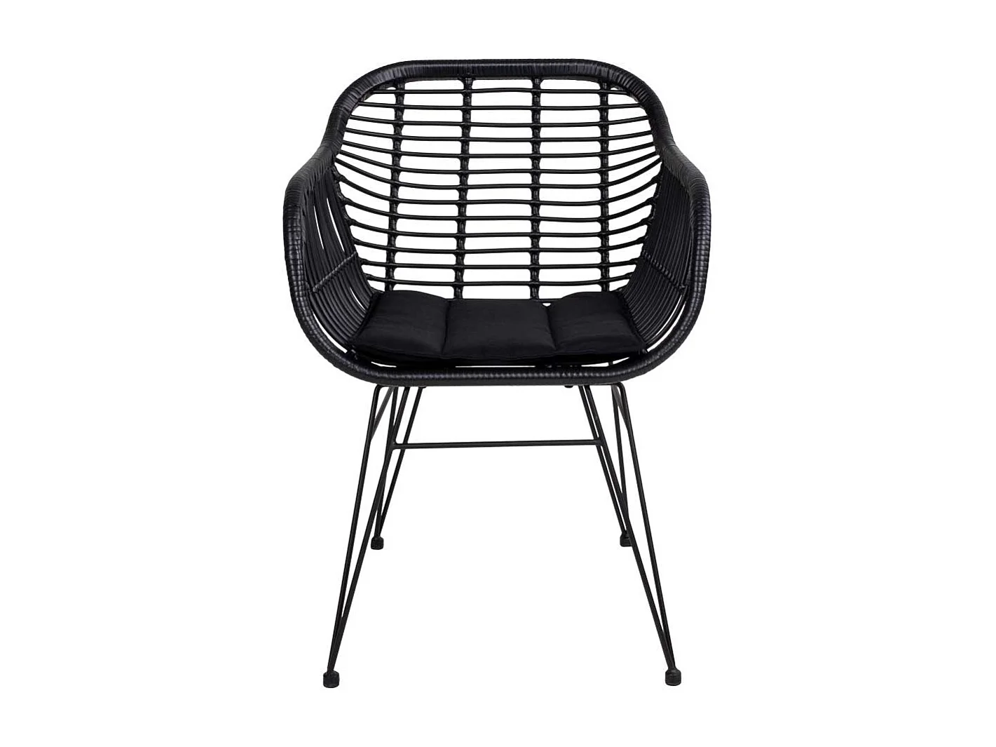 Esszimmerstühle in Schwarz Rattan Polsterauflage (2er Set)