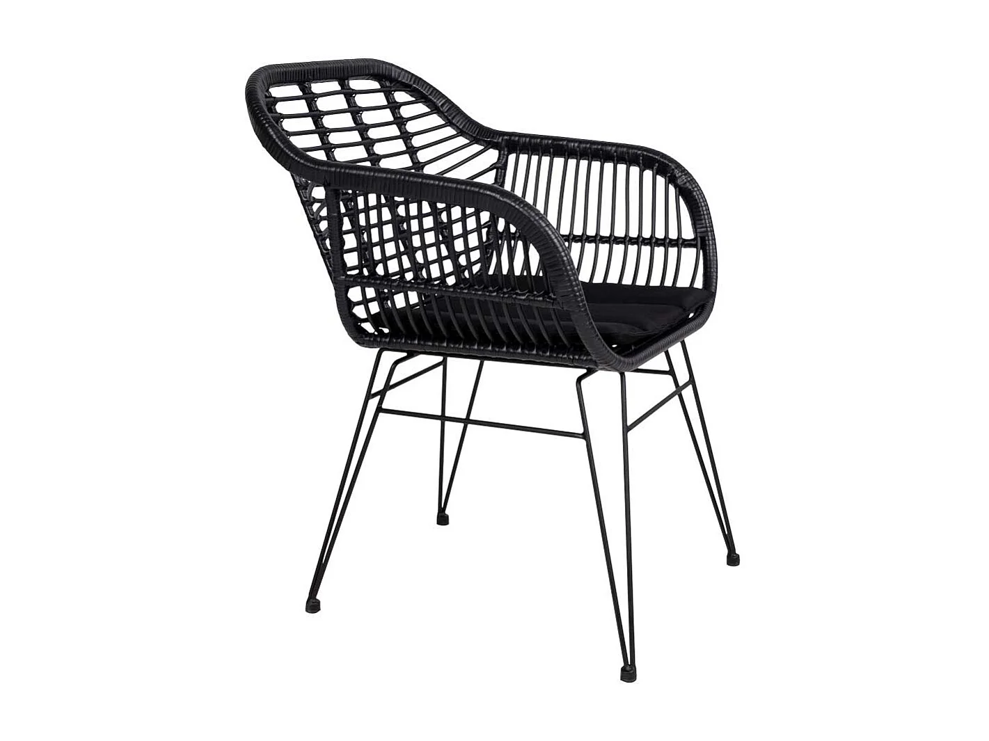 Esszimmerstühle in Schwarz Rattan Polsterauflage (2er Set)