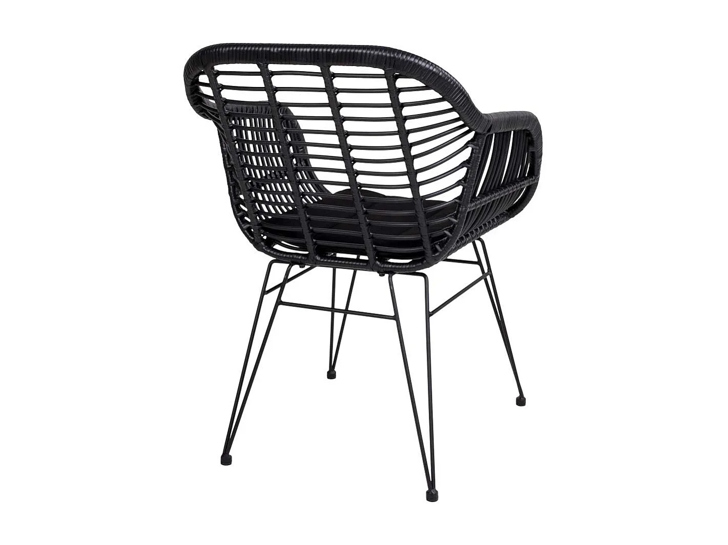 Esszimmerstühle in Schwarz Rattan Polsterauflage (2er Set)