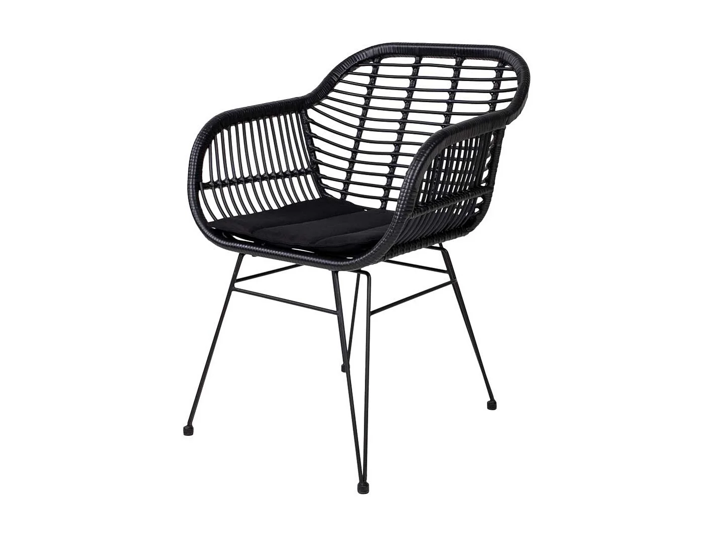 Esszimmerstühle in Schwarz Rattan Polsterauflage (2er Set)