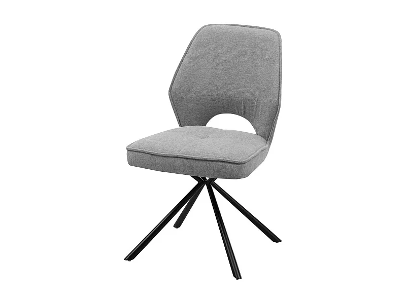 Esszimmer Polsterstühle in Grau und Schwarz Webstoff und Metall (2er Set)