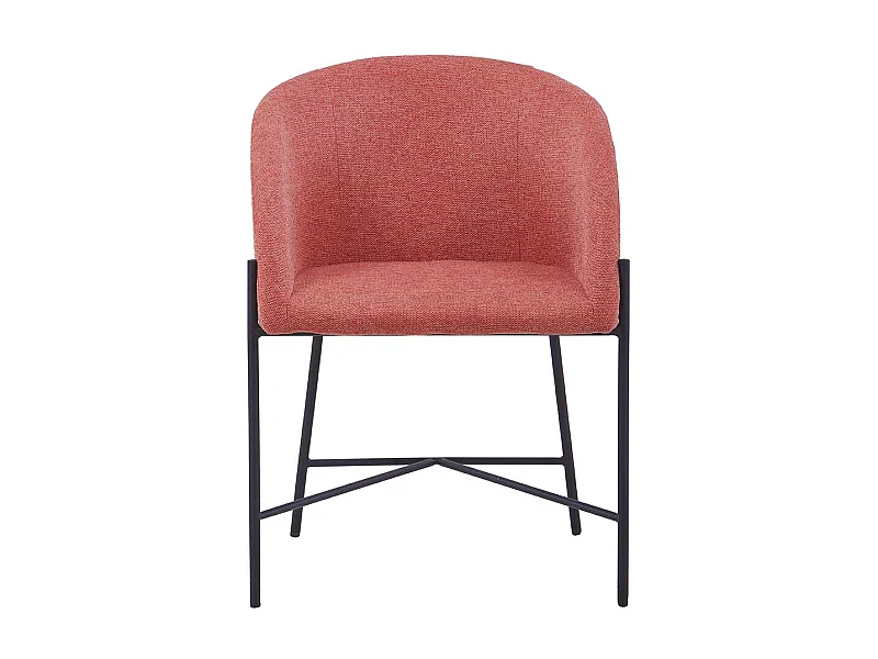 Esszimmerarmlehnstuhl in Apricot Strukturstoff Metallgestell