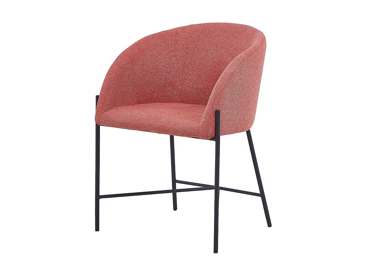 Esszimmerarmlehnstuhl in Apricot Strukturstoff Metallgestell