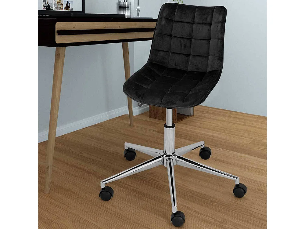 Schwarzer Computerstuhl aus Samt Gestell aus Metall