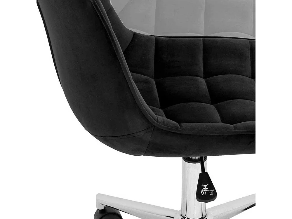 Schwarzer Computerstuhl aus Samt Gestell aus Metall