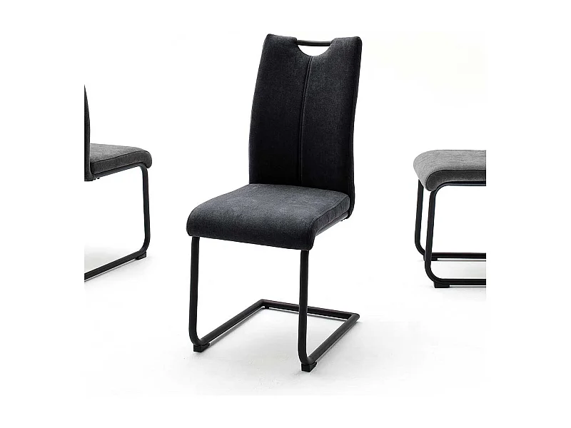 Microfaser Freischwinger in Anthrazit modern (4er Set)