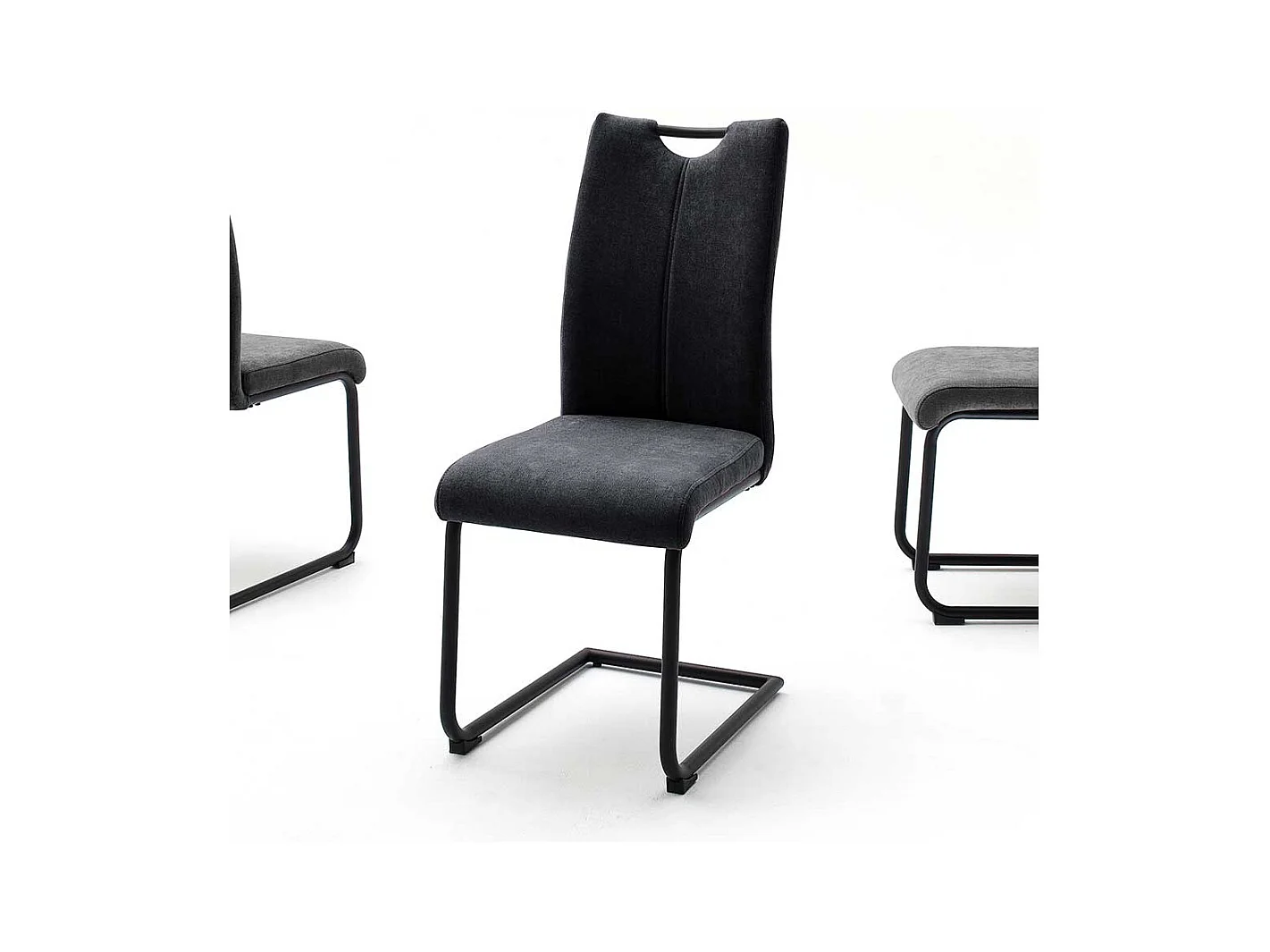 Microfaser Freischwinger in Anthrazit modern (4er Set)