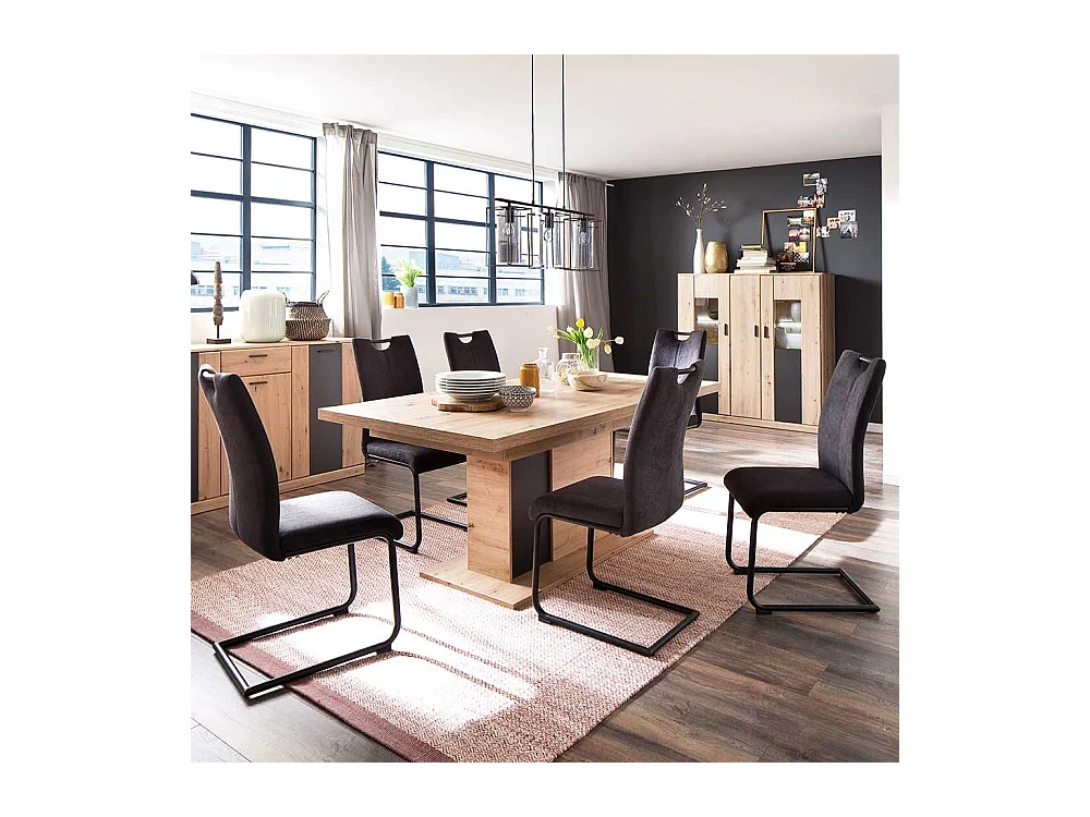 Microfaser Freischwinger in Anthrazit modern (4er Set)