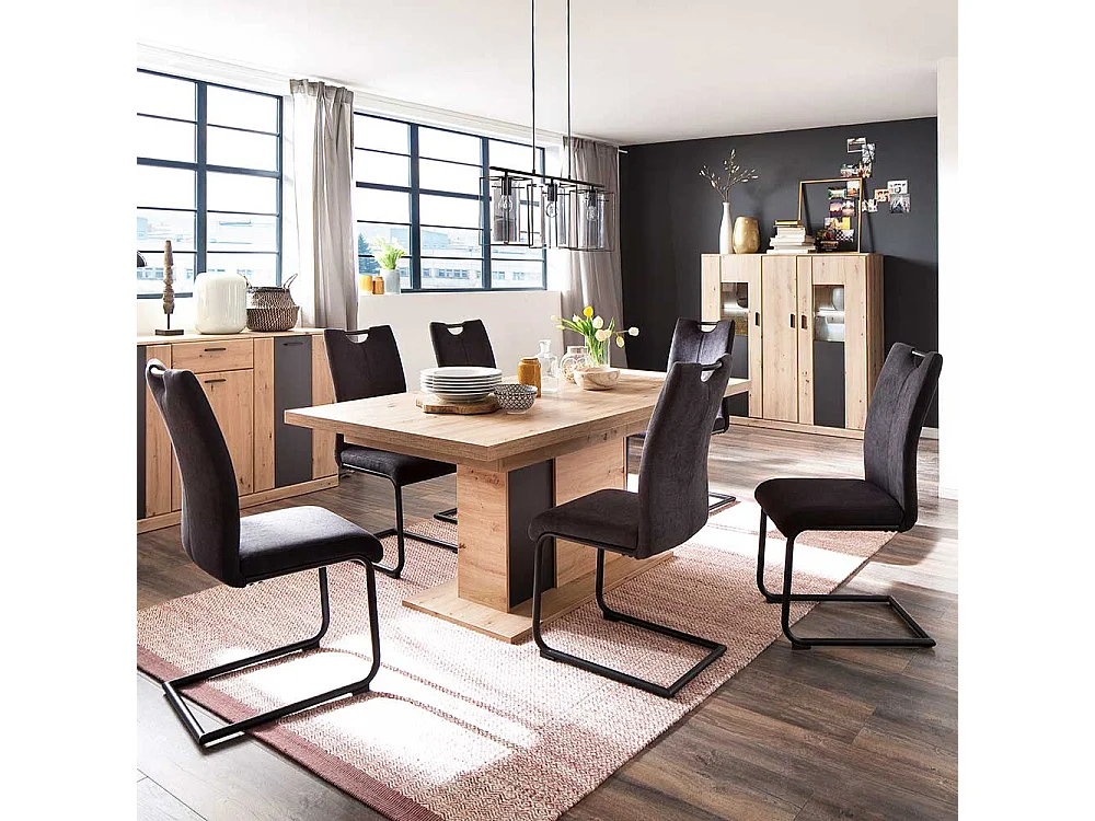 Microfaser Freischwinger in Anthrazit modern (4er Set)