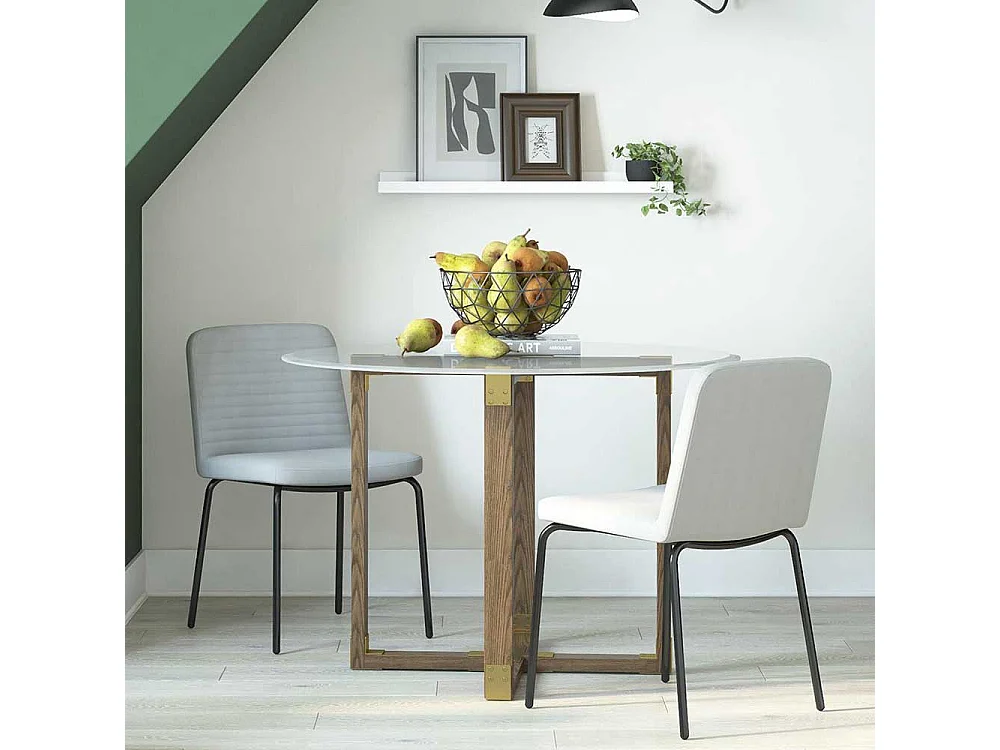 Stuhl Set Grau Stoff in modernem Design Gestell aus Metall (2er Set)