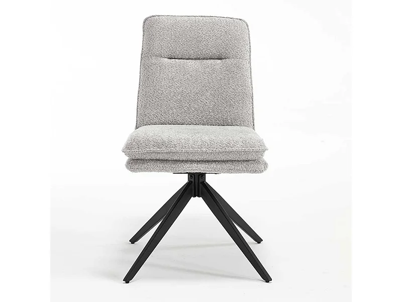 Stuhl Set mit Drehgestell in Grau und Schwarz Boucle und Metall (2er Set)