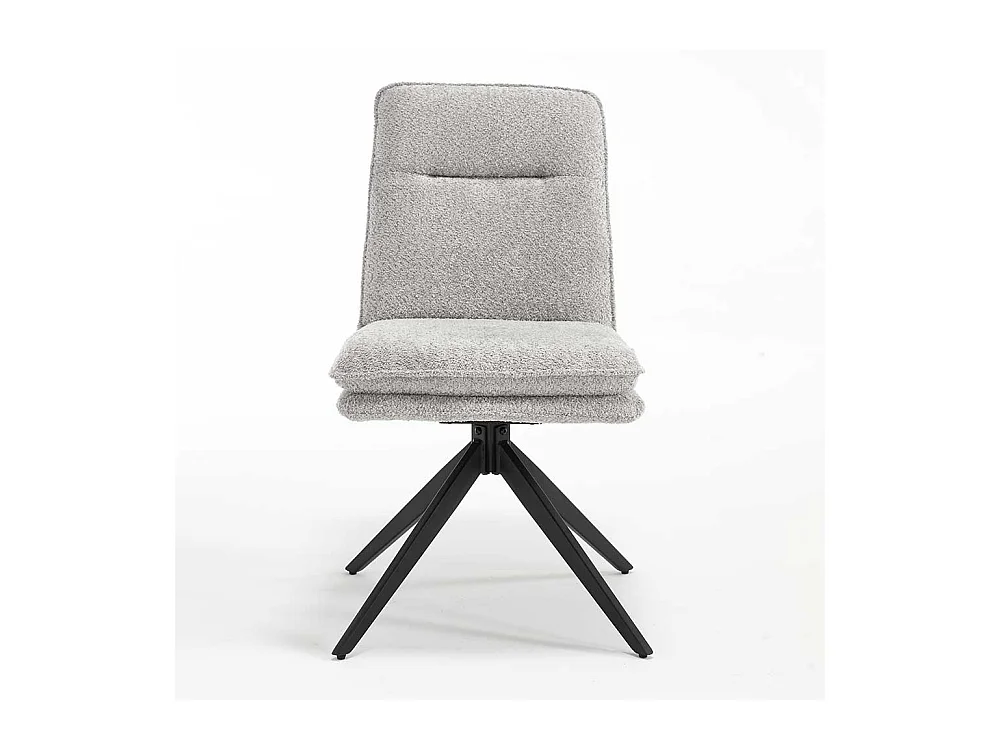 Stuhl Set mit Drehgestell in Grau und Schwarz Boucle und Metall (2er Set)