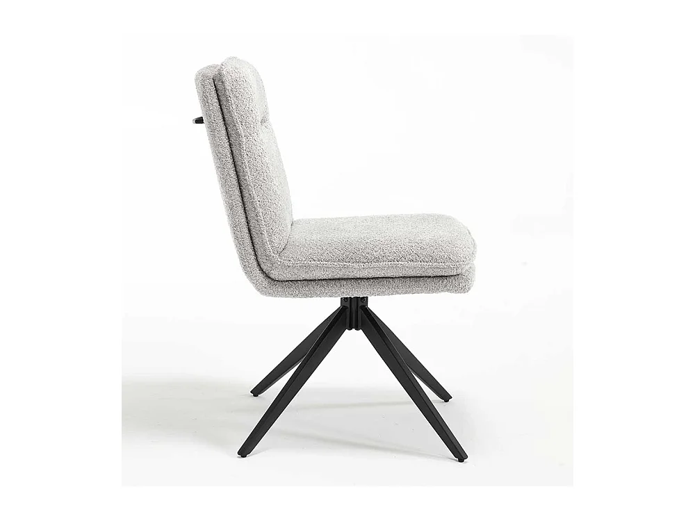 Stuhl Set mit Drehgestell in Grau und Schwarz Boucle und Metall (2er Set)