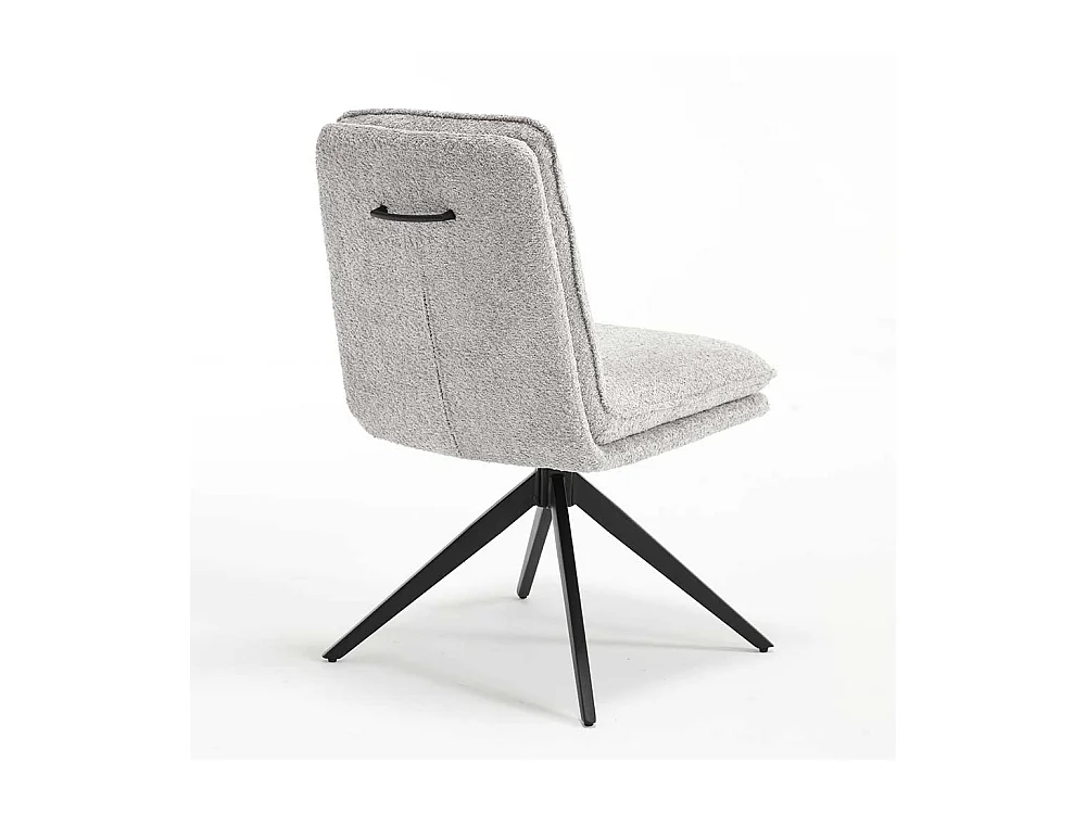 Stuhl Set mit Drehgestell in Grau und Schwarz Boucle und Metall (2er Set)