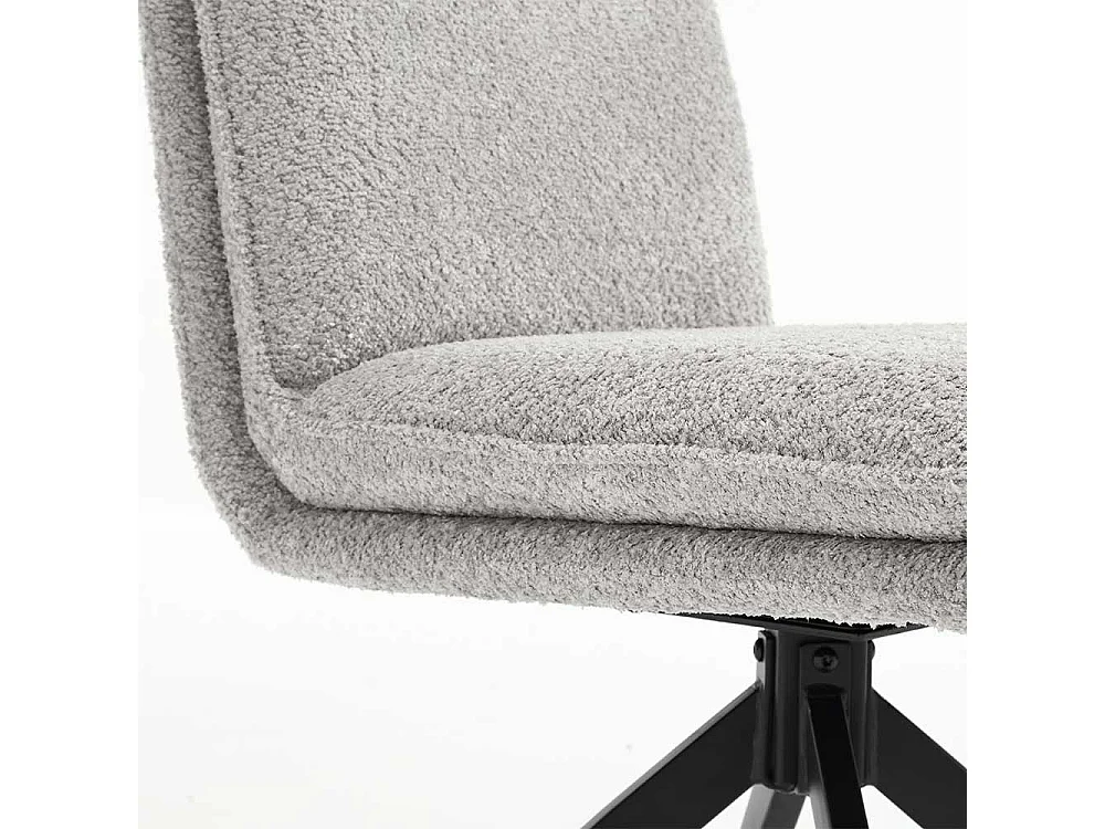 Stuhl Set mit Drehgestell in Grau und Schwarz Boucle und Metall (2er Set)