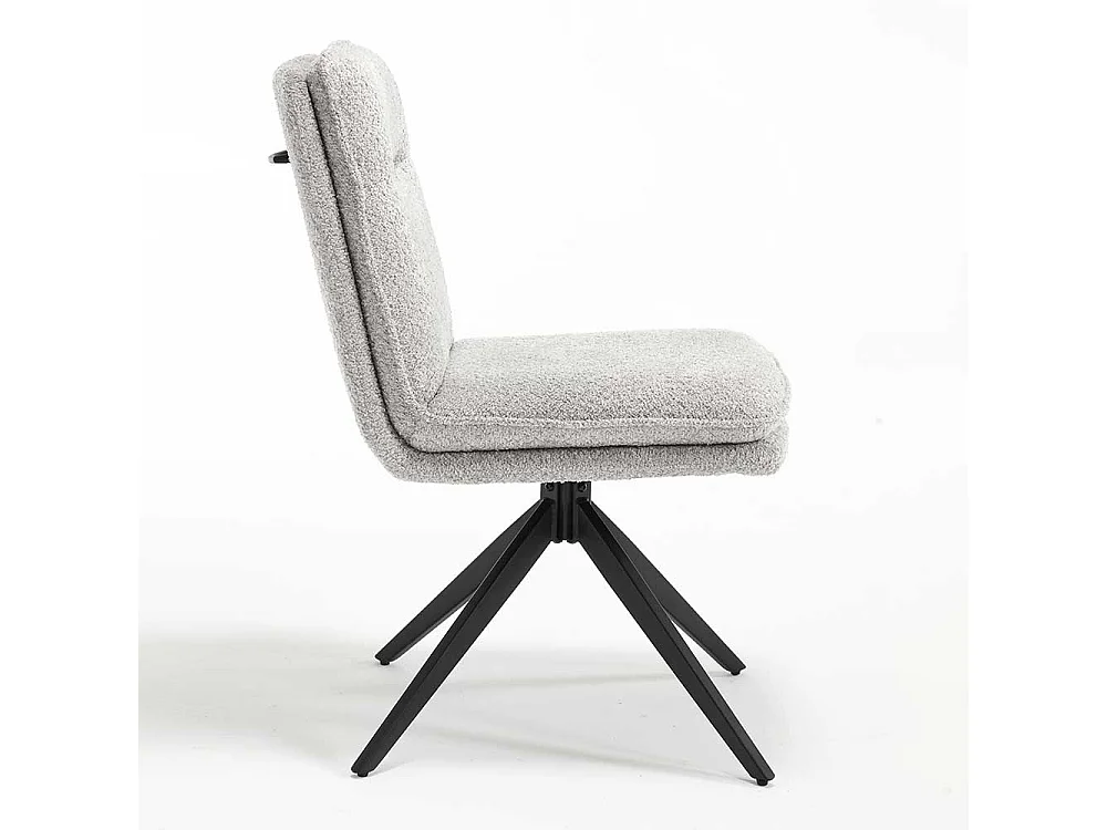 Stuhl Set mit Drehgestell in Grau und Schwarz Boucle und Metall (2er Set)
