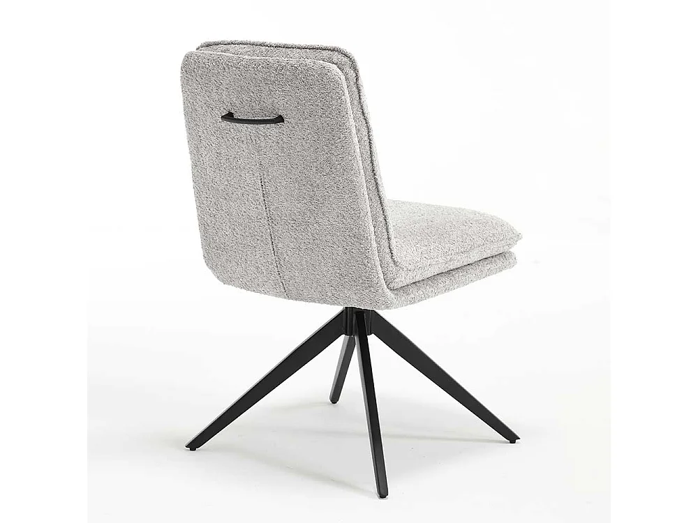 Stuhl Set mit Drehgestell in Grau und Schwarz Boucle und Metall (2er Set)