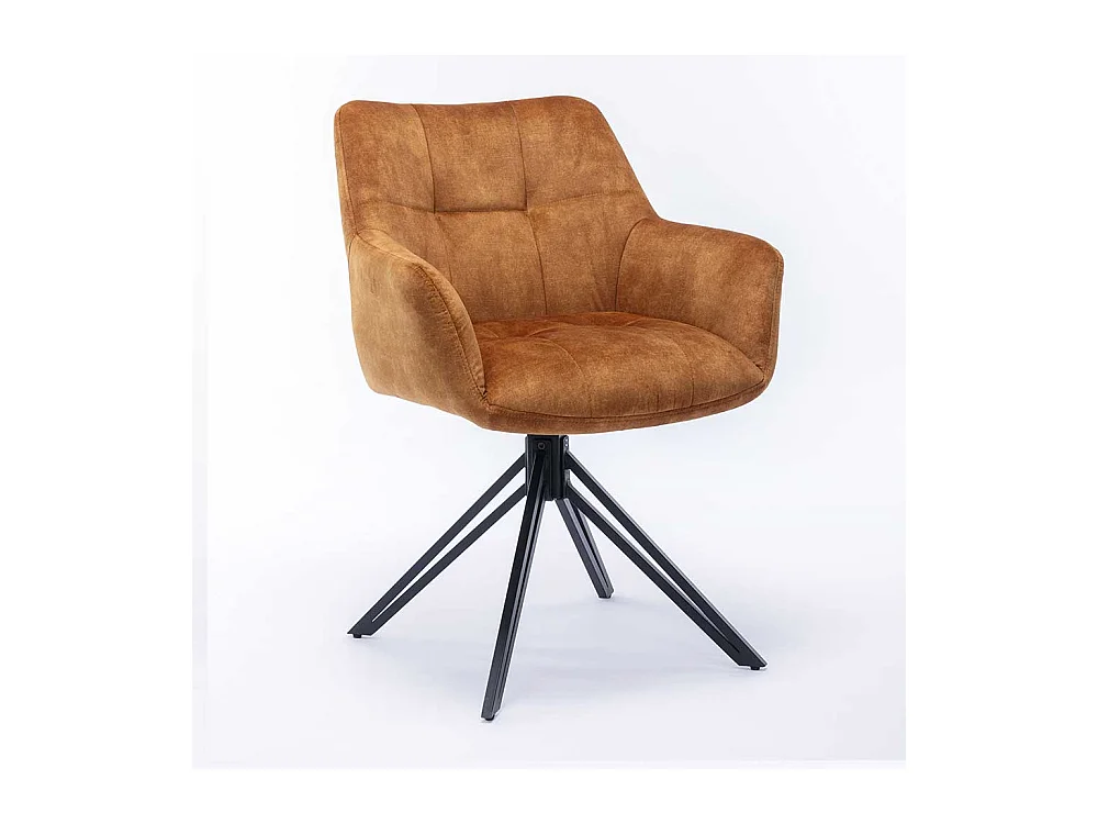 Velours Polsterstuhl Esszimmer in Ocker Gelb Gestell aus Metall (2er Set)