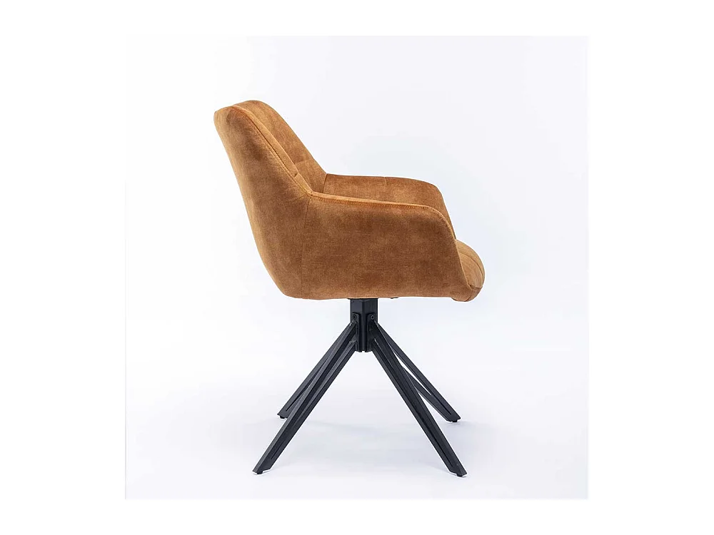 Velours Polsterstuhl Esszimmer in Ocker Gelb Gestell aus Metall (2er Set)