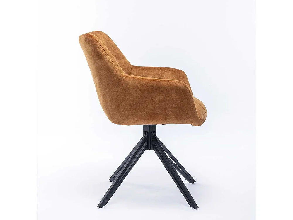 Velours Polsterstuhl Esszimmer in Ocker Gelb Gestell aus Metall (2er Set)