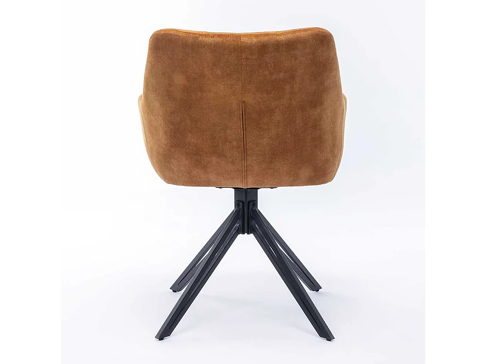 Velours Polsterstuhl Esszimmer in Ocker Gelb Gestell aus Metall (2er Set)