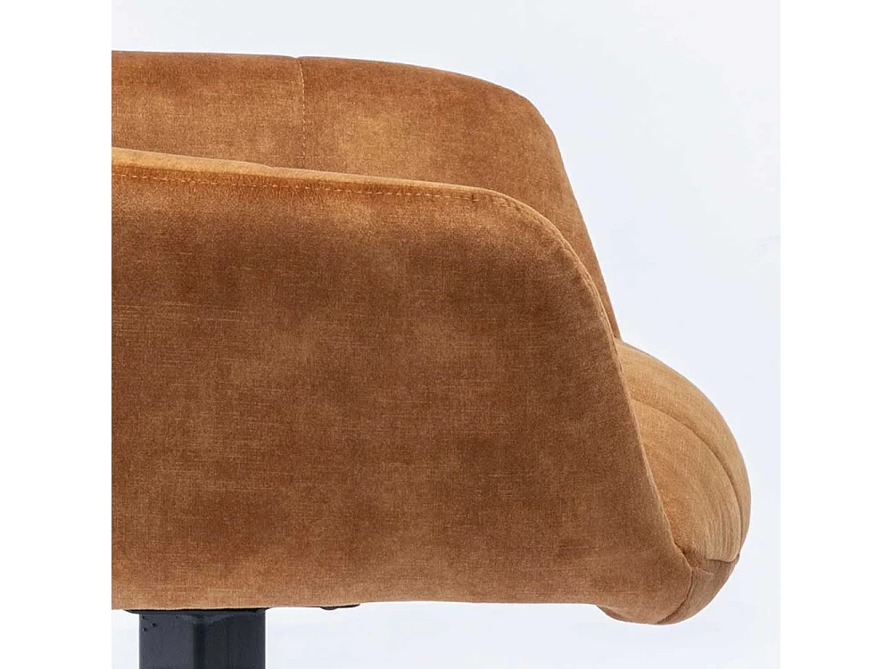 Velours Polsterstuhl Esszimmer in Ocker Gelb Gestell aus Metall (2er Set)