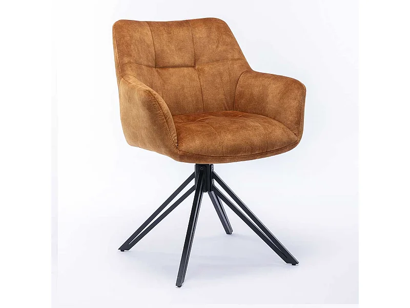 Velours Polsterstuhl Esszimmer in Ocker Gelb Gestell aus Metall (2er Set)