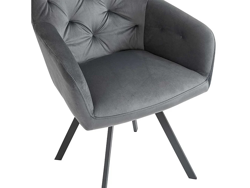 Polsterstuhl Esszimmer drehbar Bezug aus grauem Samt