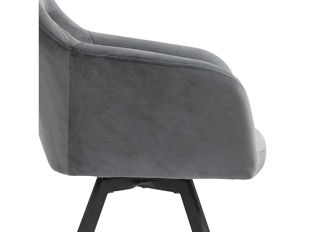 Polsterstuhl Esszimmer drehbar Bezug aus grauem Samt