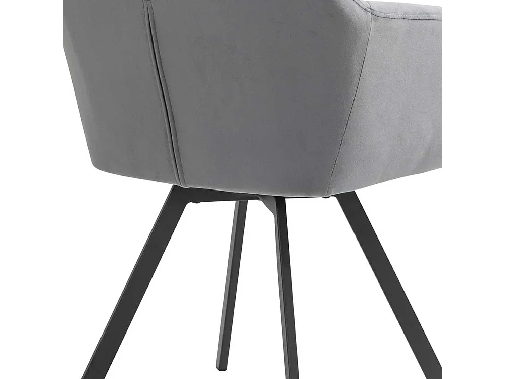 Polsterstuhl Esszimmer drehbar Bezug aus grauem Samt