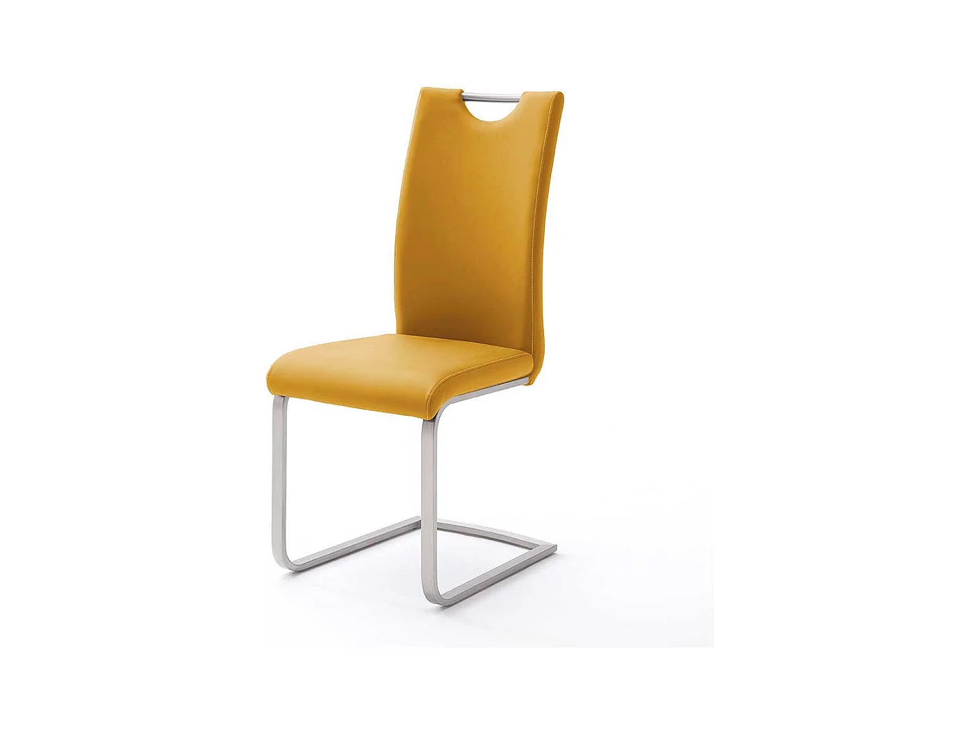 Küchenstuhl in Gelb Kunstleder Edelstahl (4er Set)