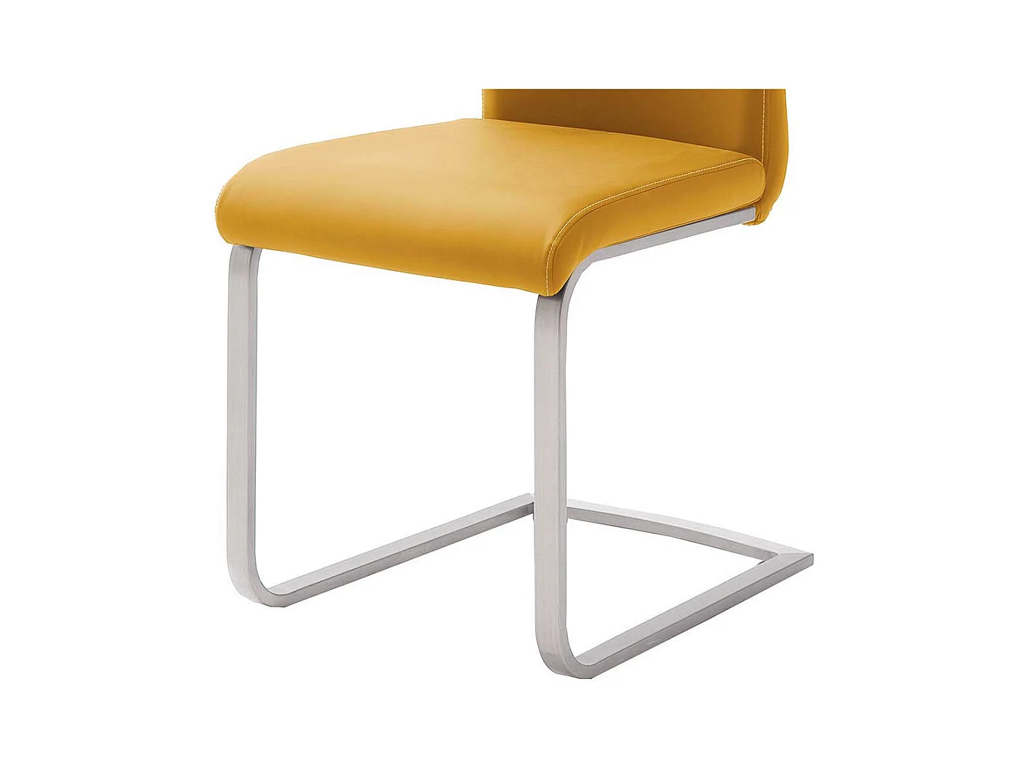 Küchenstuhl in Gelb Kunstleder Edelstahl (4er Set)
