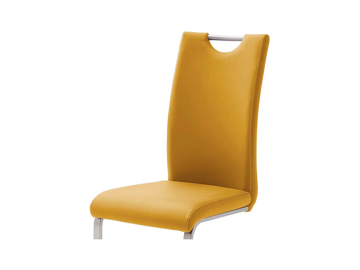 Küchenstuhl in Gelb Kunstleder Edelstahl (4er Set)