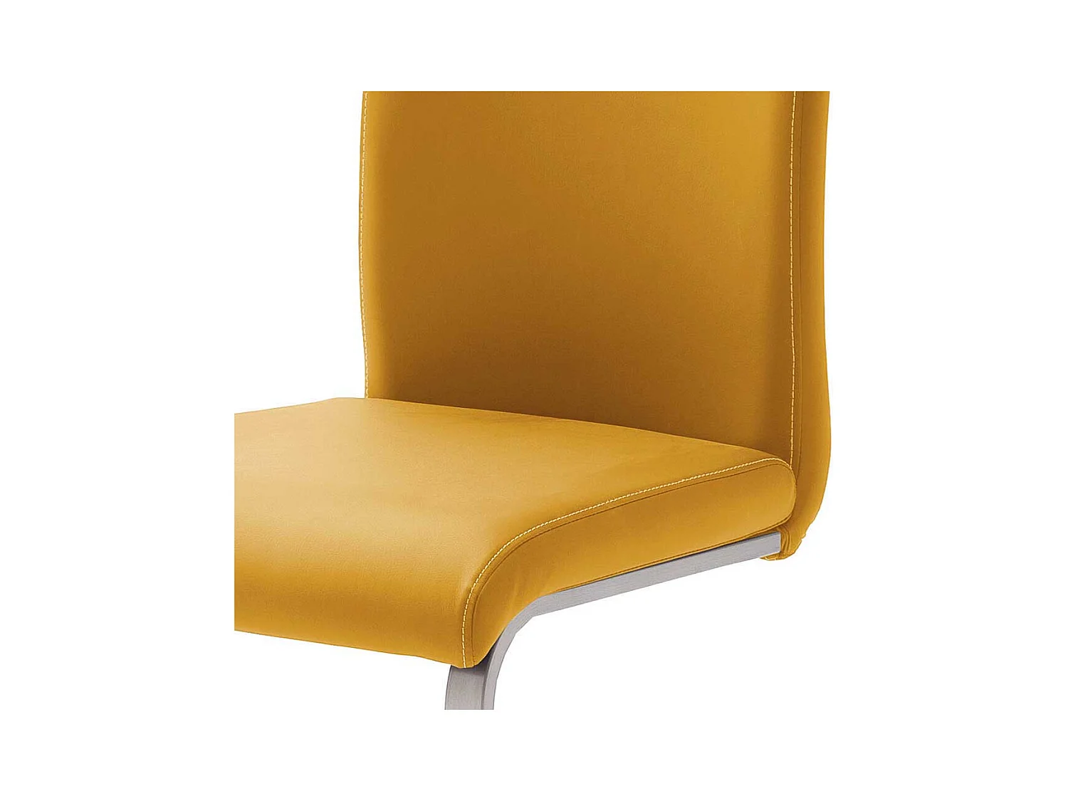 Küchenstuhl in Gelb Kunstleder Edelstahl (4er Set)