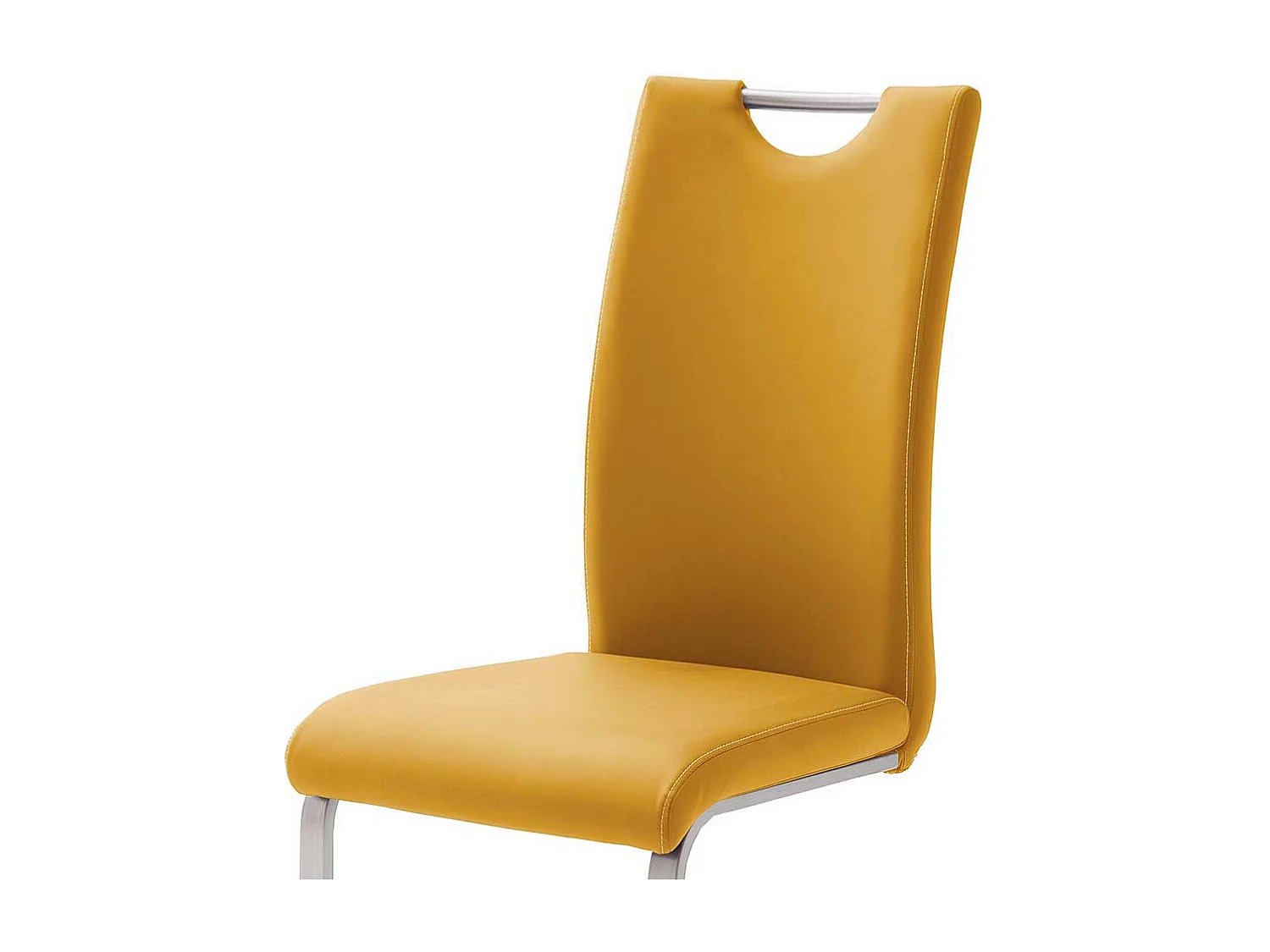 Küchenstuhl in Gelb Kunstleder Edelstahl (4er Set)
