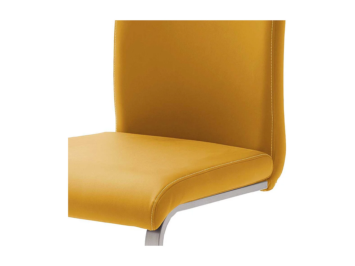 Küchenstuhl in Gelb Kunstleder Edelstahl (4er Set)