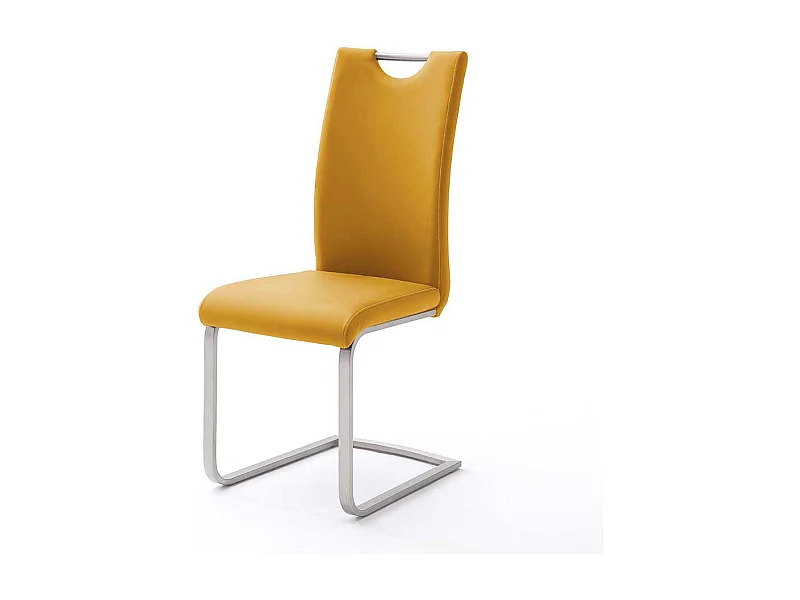 Küchenstuhl in Gelb Kunstleder Edelstahl (4er Set)