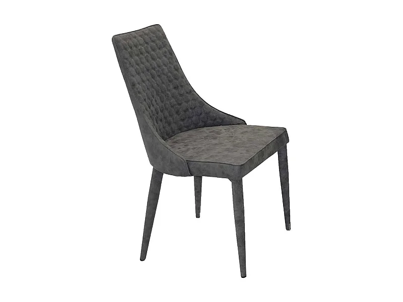 Polsterstuehle Esszimmer in Grau gesteppt hoher Lehne (2er Set)