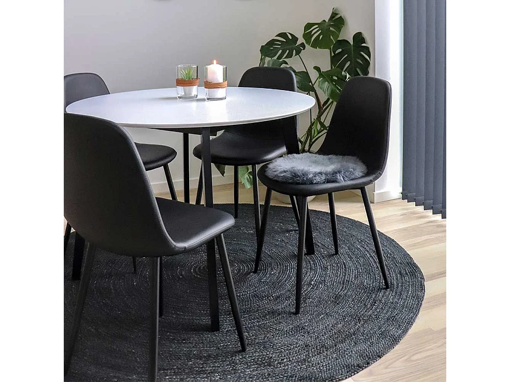 Esstisch Stühle in Schwarz Kunstleder modern (2er Set)