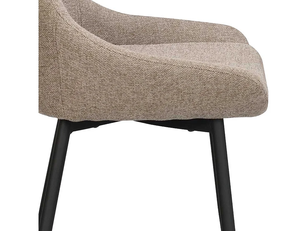 Polsterstühle Esszimmer in Beige und Schwarz Gestell aus Metall (2er Set)