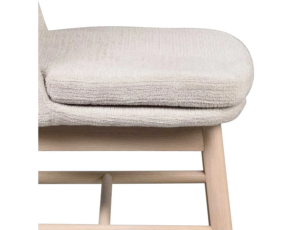 Polsterstühle aus Eiche Massivholz White Wash Webstoff in Cremeweiß (2er Set)