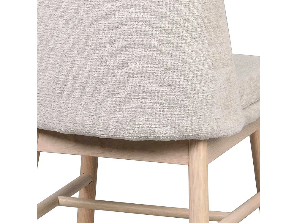 Polsterstühle aus Eiche Massivholz White Wash Webstoff in Cremeweiß (2er Set)