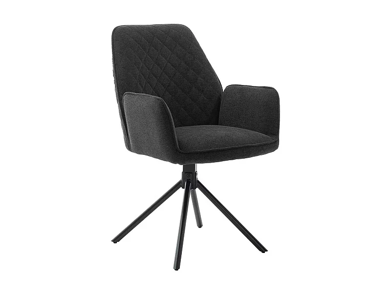 Armlehnstühle in Anthrazit Chenillegewebe drehbar (2er Set)