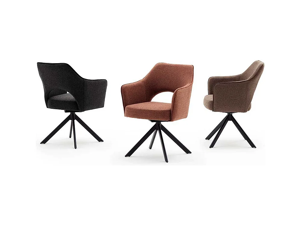 Drehbare Esszimmerstühle in Rostfarben Strukturstoff Armlehnen (2er Set)