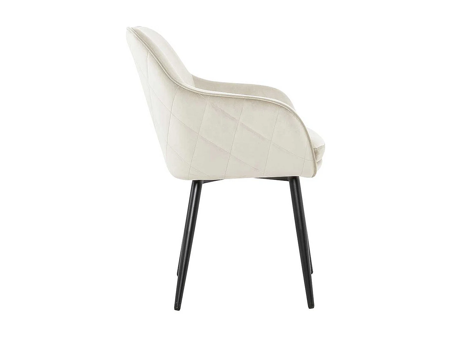 Armlehnenstuhl in Cremeweiß und Schwarz Gestell aus Metall