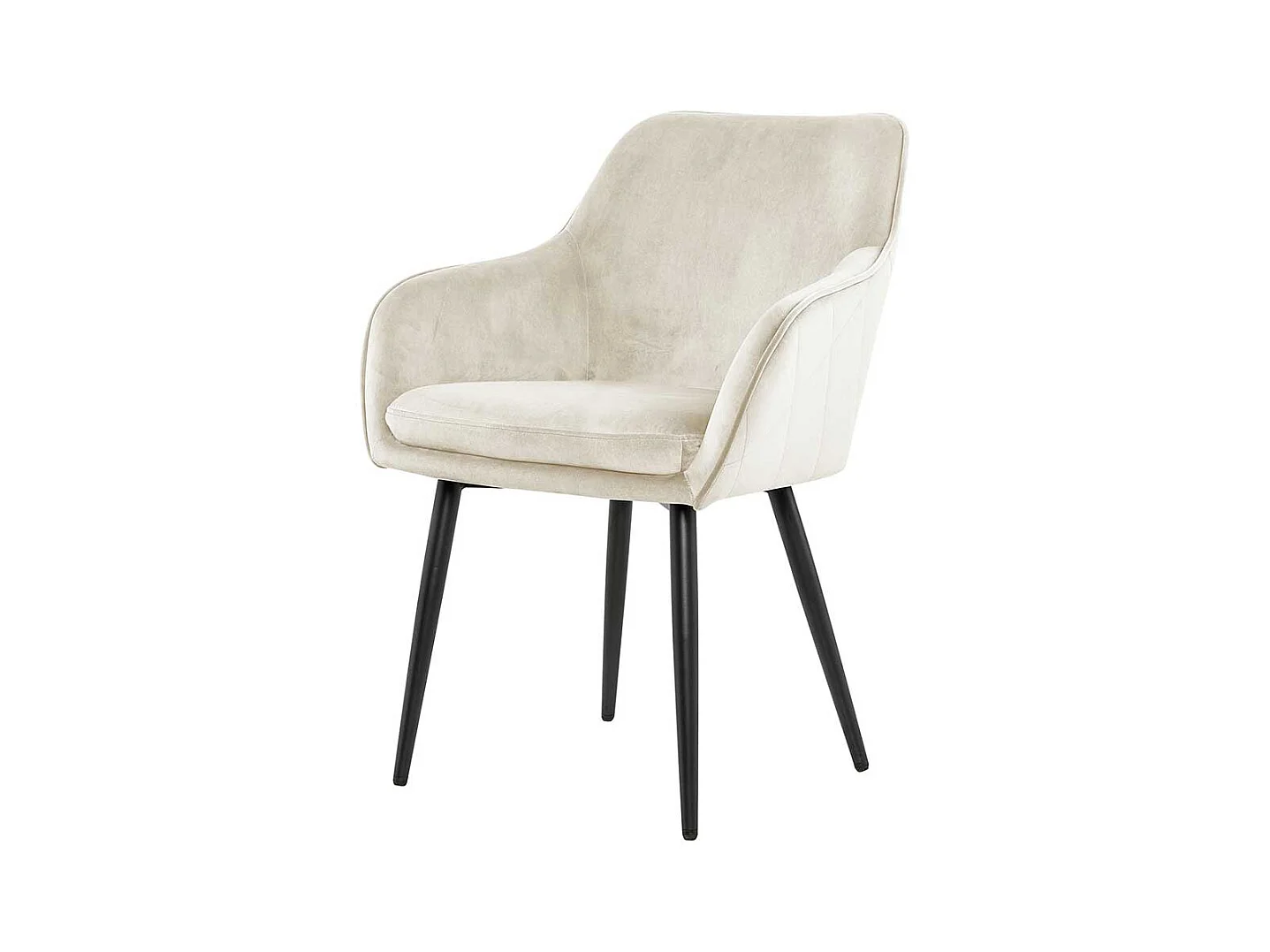 Armlehnenstuhl in Cremeweiß und Schwarz Gestell aus Metall