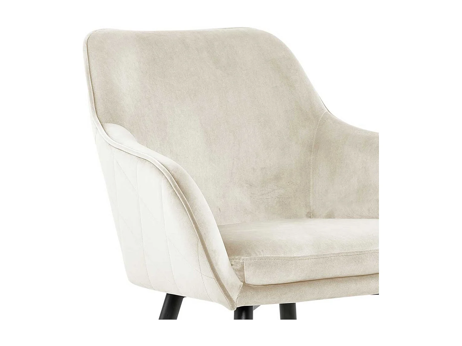 Armlehnenstuhl in Cremeweiß und Schwarz Gestell aus Metall