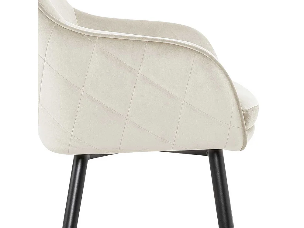 Armlehnenstuhl in Cremeweiß und Schwarz Gestell aus Metall