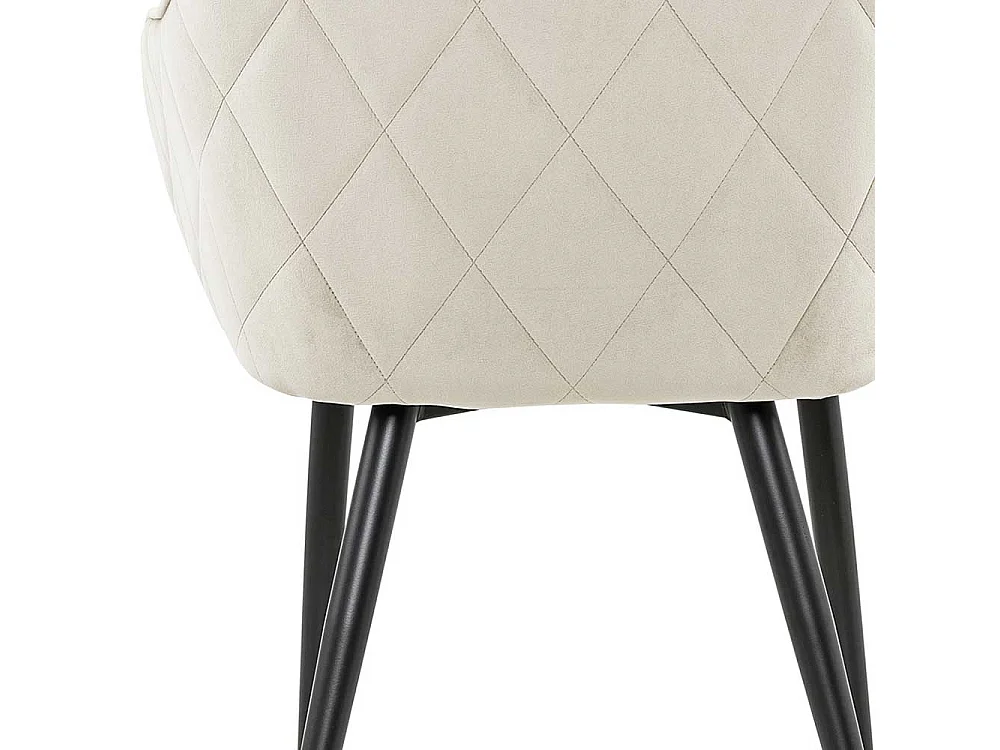 Armlehnenstuhl in Cremeweiß und Schwarz Gestell aus Metall